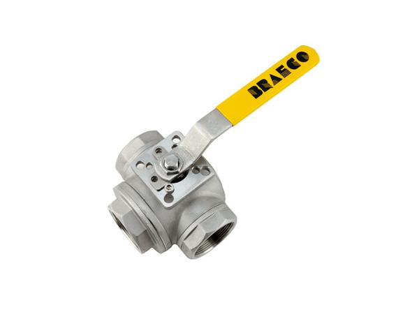 Stainless Steel ASTM A312 TP316L 2 PN16 Forged 3 Way Ball Valve Flanged Threaded Connections