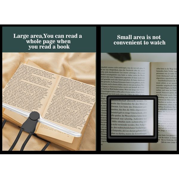 Hands Free Magnifying Glass Necklace for Reading Large Full Book Page Magnifier Neck Wear Magnifier for Reading