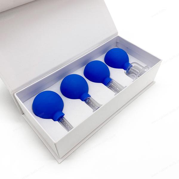 4 Pieces Glass Facial Cupping Set-Silicone Vacuum Suction Massage Cups Anti Cellulite Lymphatic Therapy Sets for Eyes