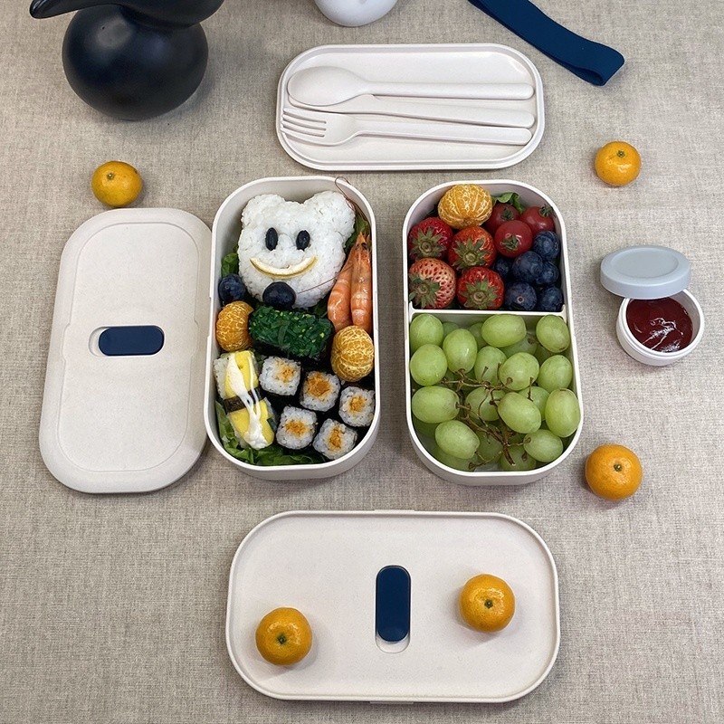 Dual Tier Leak Proof High Capacity Kids Bento Box with Cutlery TF109