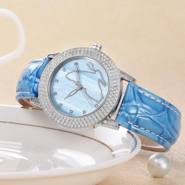 3ATM Blue Custom Full Diamond Women Watch