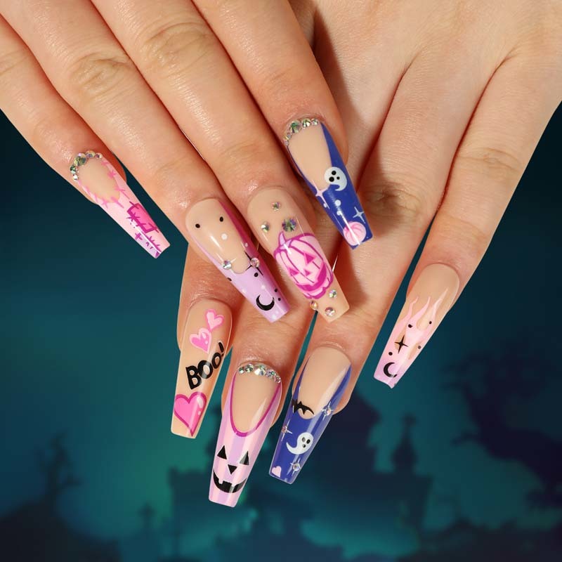 Glossy Halloween Abs Holiday Artifical Nails No Nail Damage