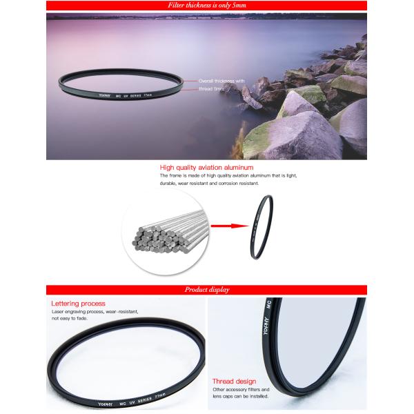 77mm High Definition Multi Coated Camera Lens UV Filter With Ultra Thin Elegant Black Frame