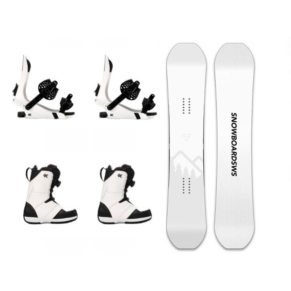 Snowboarding Sandwich Construction Freestyle Wood Core Skis Equipment Kit Adults Men Women Fiberglass ABS Poplar White