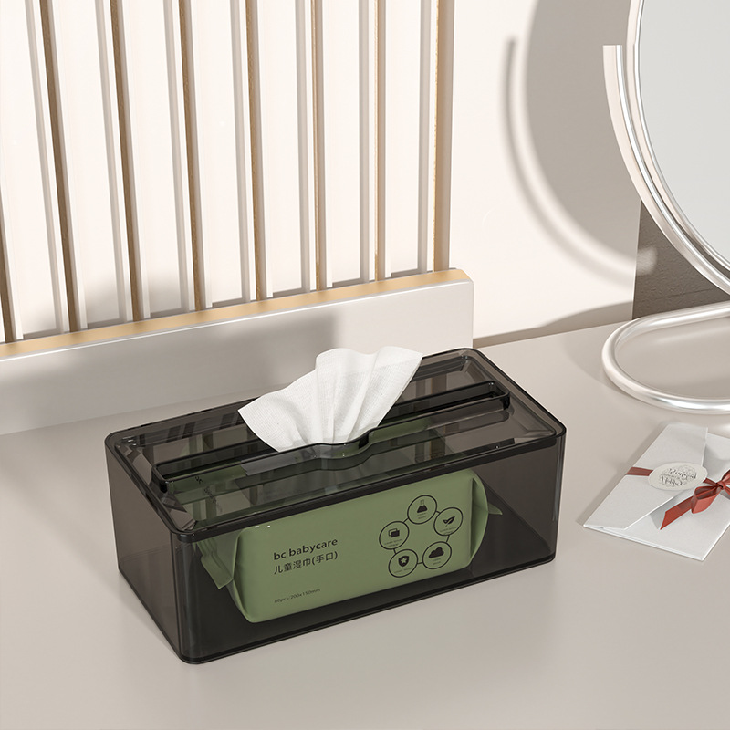Tissue Box Facial Tissue Face Towel Desktop Storage Box Large Toilet Toilet Kitchen Pumping Paper Box Light Luxury Transparent