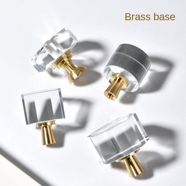 Modern Luxury French Crystal Single-Hole Brass Door Handle Pull for Dresser for Bedroom Use