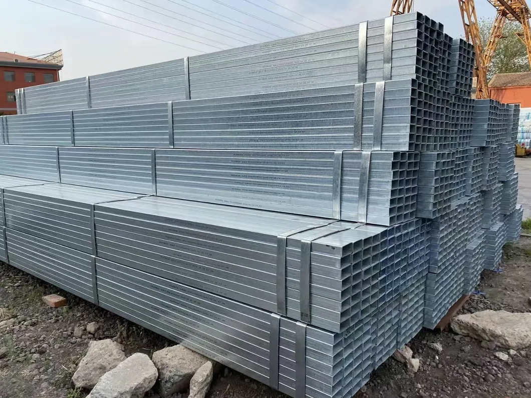HDG 50x25 sección de caja ASTM A123 tubo cuadrado galvanizado de 6m-12m