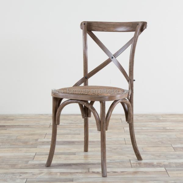 Elegant Design Ice Cream Color Wooden Stackable Cross Back Vintage Dining Room Chair for Wooden