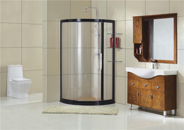 Black Aluminum Alloy Framed Shower Boxes Tempered Glass CE Certification with Shelf
