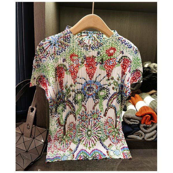 Women's Unique Designer Ethnic-Style Vintage Print T-Shirt Simple Casual Versatile Stylish Short-Sleeve Top Anti-Pilling Summer