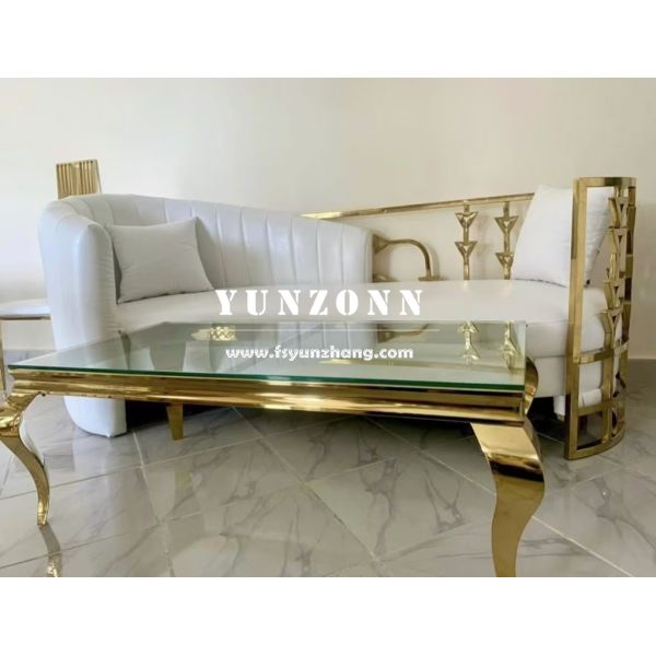 Romantic Rectangle Stainless Steel Frame with Mirror Glass Top Modern Design Wedding Event Coffee Table