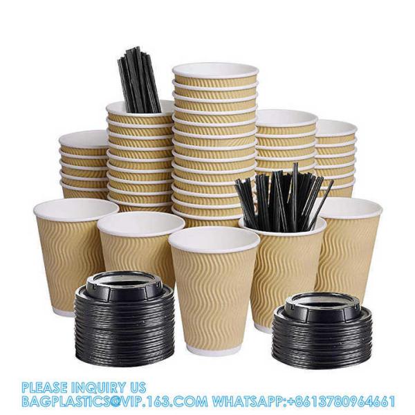 Christmas Disposable Coffee Cups 12 Oz Insulated Ripple Wall Cup With Lid, Xmas Disposable Coffee Espresso Cups