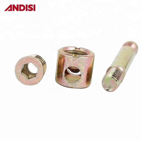 Strong Connecting Fittings for Modern Furniture Zinc Plated 4 in 1 Mini Fix Cam and Bolt