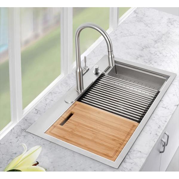 Почищенное щеткой нержавеющее одиночное падение кухонной раковины рабочего места шара в раковине кухни Handmade