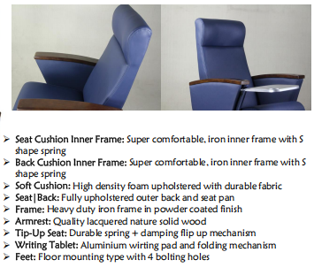 Commercial-Grade Build Theater Seating with Ergonomic Design and 500 lbs Capacity for Auditoriums