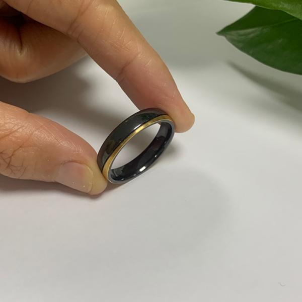 Bandas de boda de oro de 14K y circonio negro y titanio al por mayor de 2025 y joyería para hombre sin decoloración Bandas de boda para hombre