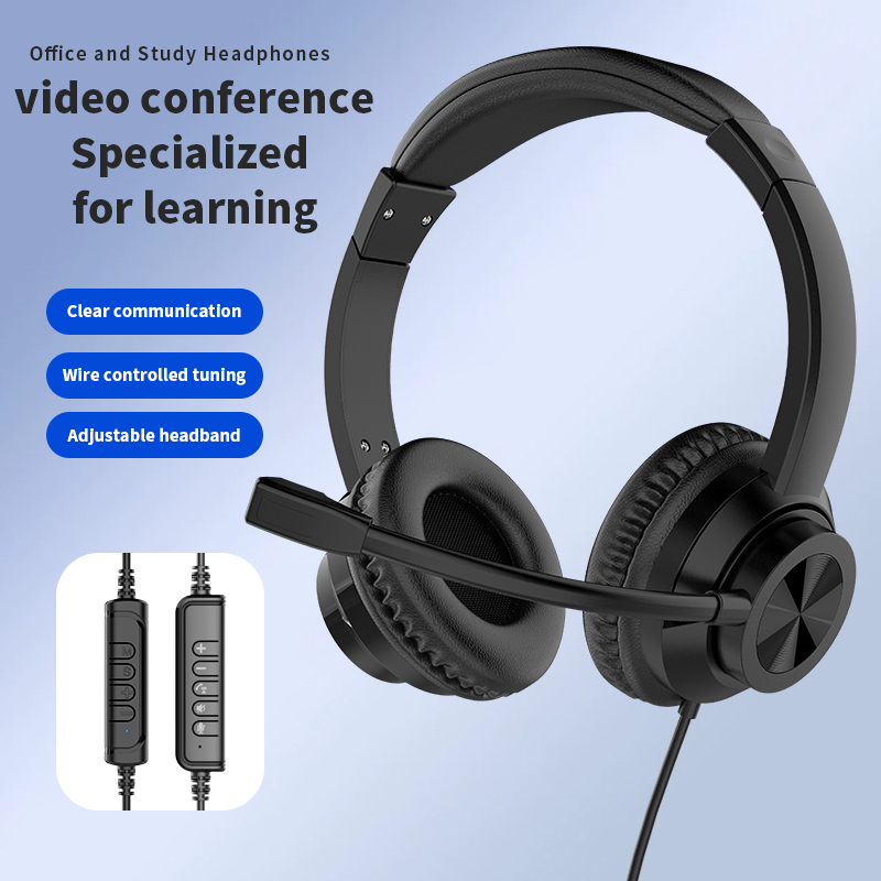 JTY-1036 Wired Call Center Headset with Adjustable Microphone, USB Type‑C 3.5mm Multi‑Interface Over‑Ear Headphone, Volume & Mute Control for Office Customer Service Online Class