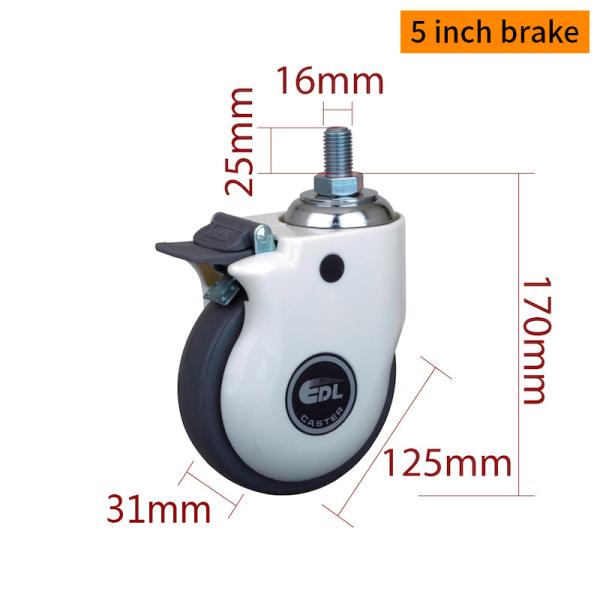 5 pulgadas de ruedas de ruedas médicas TPU Trampolín 130kg carga