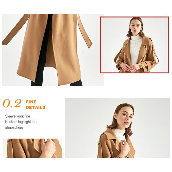 Slim Fit Women's Casual Winter Coats , Camel Wool Jacket For Ladies