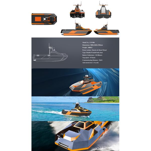 Hawkvine USV006 Topographic Survey Boat Top Speed 15 Knots Double M Muti-Body Boat