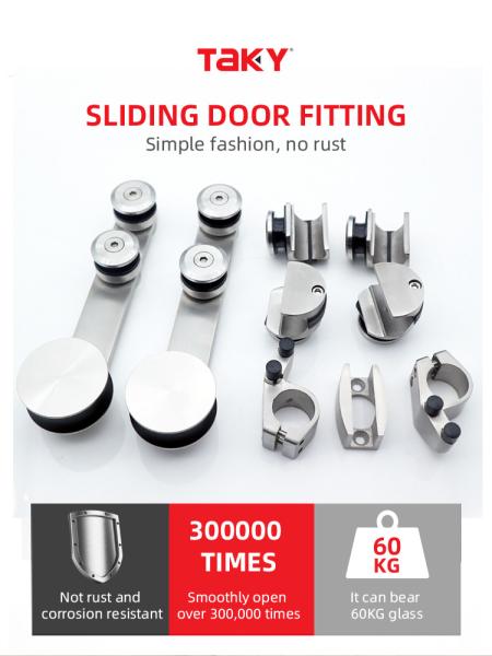Sliding Shower Room Glass Door Accessories System Hardware Set in Silver/Black/Golden