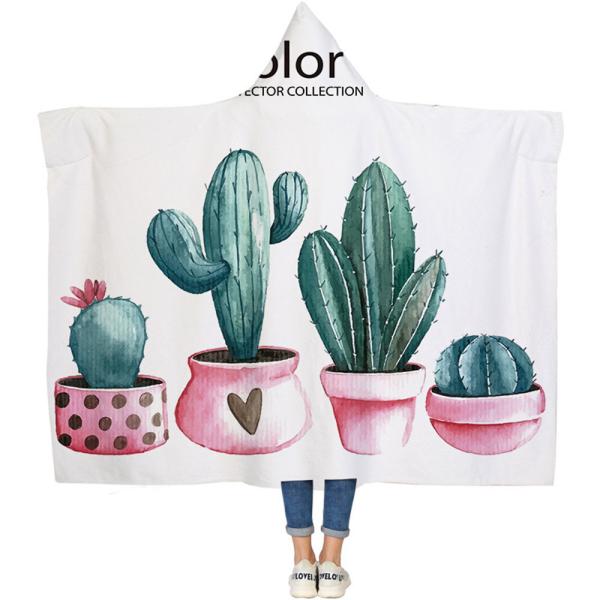 Cactus series children's adult hooded blanket velvet fabric rectangular hand washable