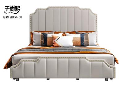 Leather King Size Upholstered Beds European Style OEM / ODM