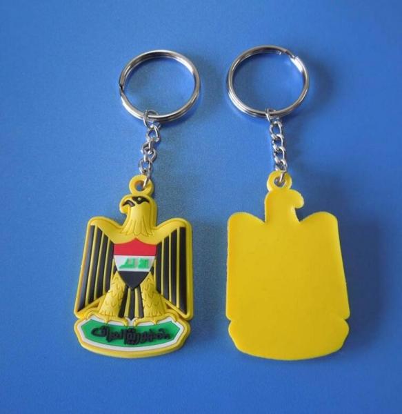 UAE National Day Gift Yellow Eagle 3d Rubber Soft PVC Keychains / Eagle Keyrings Accept OEM