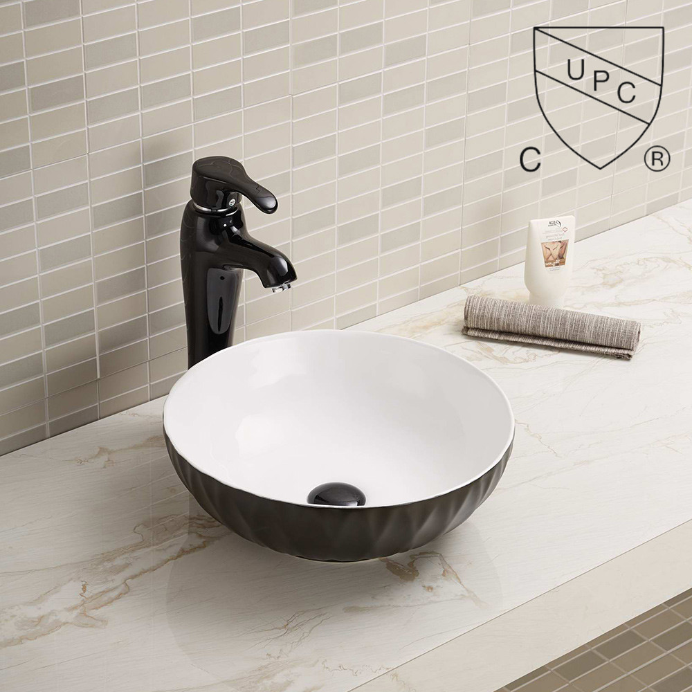 Встречный верхний таз стороны консоли раковины Bathroom изготовленный на заказ небольшой черный круглый