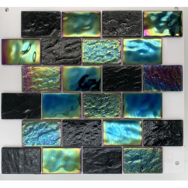 Blue Iridescent Glass Mosaic Swimming Pool Tile with Polished Sheet Size of 306x306MM