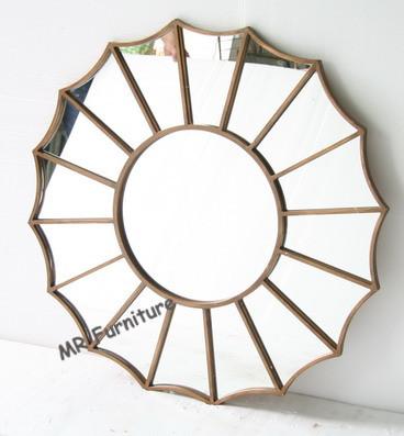 Gold Metal And Mirror Wall Decor , Gold Metal Frame Abstract Mirror Wall Art