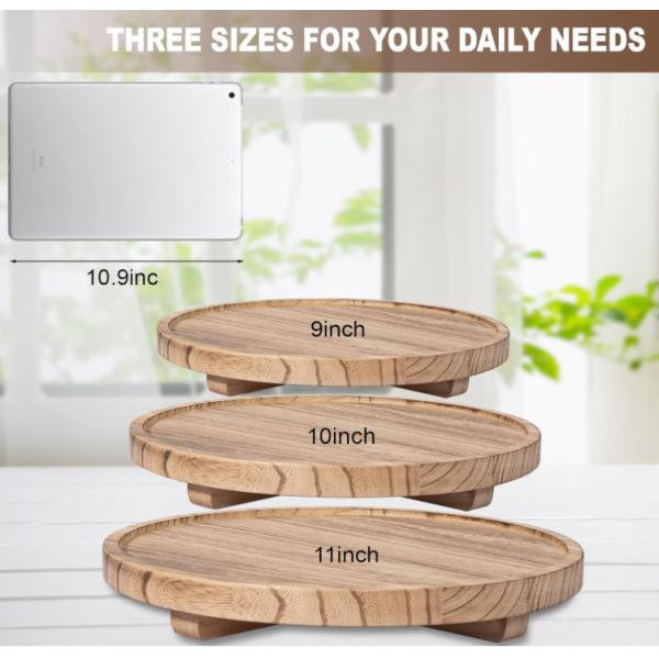 Best Selling Round Decorative Bathroom Counter Organizer Farmhouse Kitchen Decor Wooden Riser Wooden Food Tray
