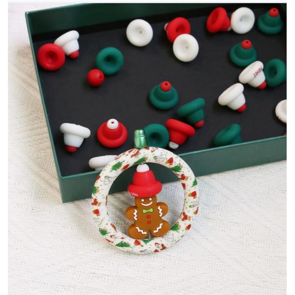 Силиконовые О кольцевые бусины безопасные и нетоксичные Силиконовые 3D рождественские шляпы Бусины для детей дети самодельные бусины