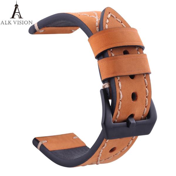 Watchband Genuine Cow Leather Watch Straps Black Brown Gray Wear-resistant Swearproof 20mm 22mm 24mm 26mm Watch Accessor
