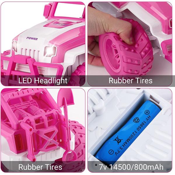 1 14 Scale RC Cars Off Road Monster Truck 4WD Dual Motors LED Headlight Rock Crawler