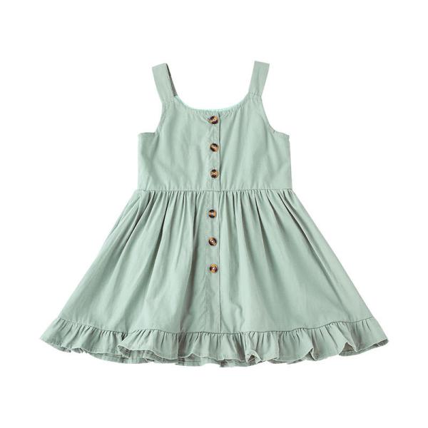 Summer Children'S Clothing Baby Girls Suspender Dress Solid Color