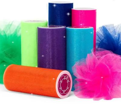 Rolo de tecido de tulle de nylon brilhantes