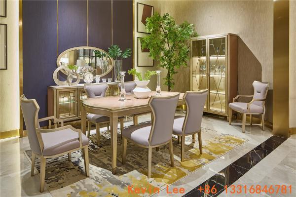 Light luxury dining room furniture Nice wood table with Leather dining chairs for Villa home interior design furniture