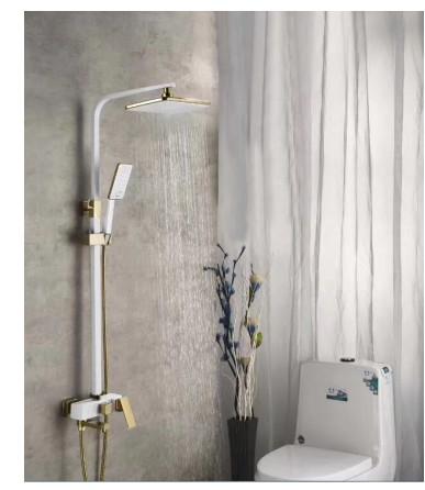 Rainfall Bathroom Shower Head Set Thermostatic Control Complete Brass