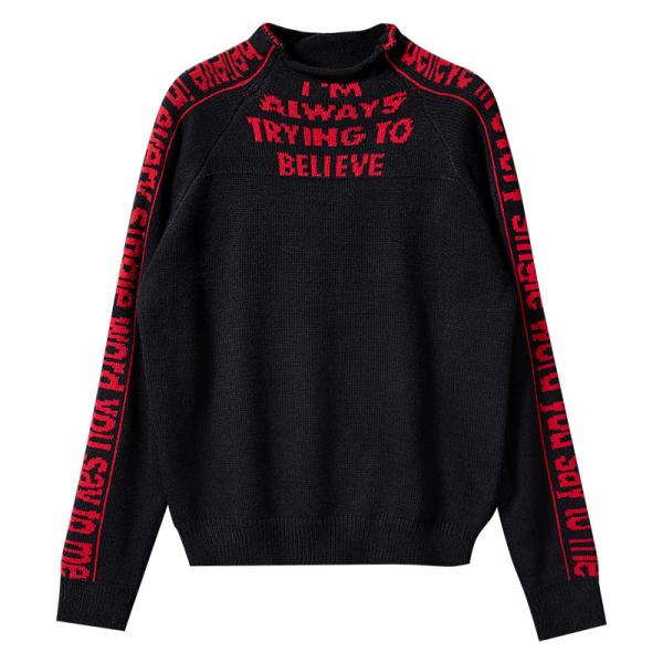 5GG Roll Collar Round Neck Mens Warm Sweaters Boys Long Sleeve Knitted Pullover