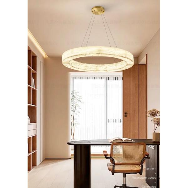 Специальное европейское современное уникальное кольцевое освещение белое естественное светодиодное алабастровое люстра для гостиной