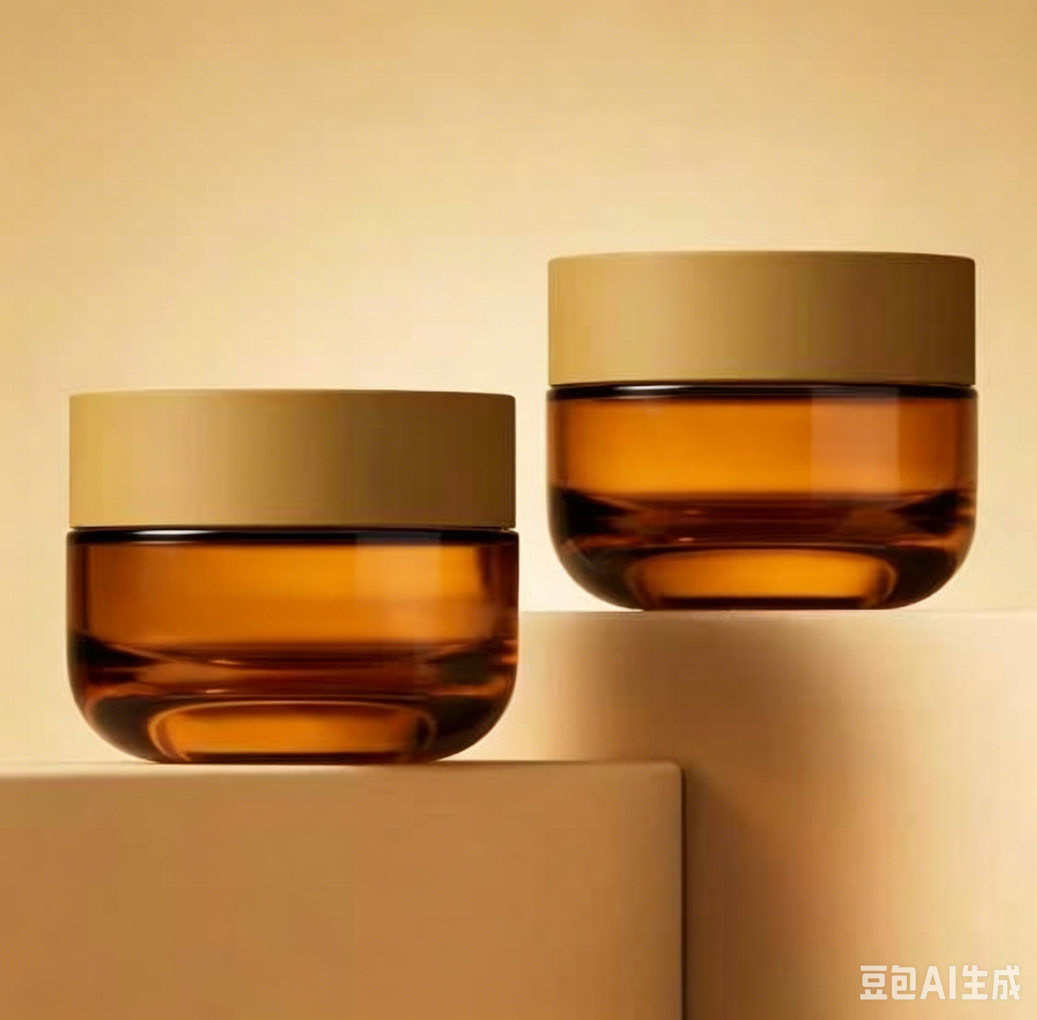 Luxury Amber Glass Jar Cosmetic with Lid and Thick Bottom PP Cap