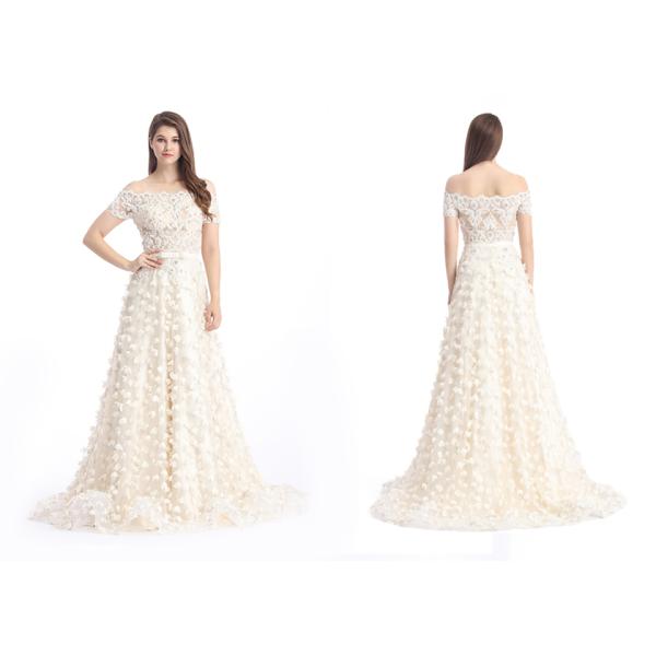 Women ' S Long Party Vintage Evening Dresses Elegant Lace Chiffon Fabric