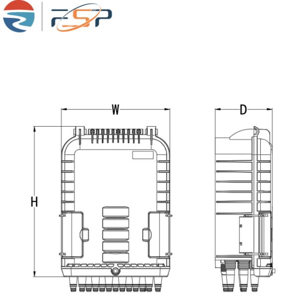 Наружная FTTH оптоволоконная разделительная коробка для 48 способностей сцепления и 3 главных кабельных порта
