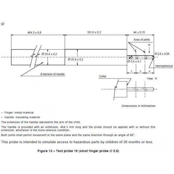 Дети испытывают диаграмму 12 диаграмму 13 стандарт IEC 61032 зонда пальца