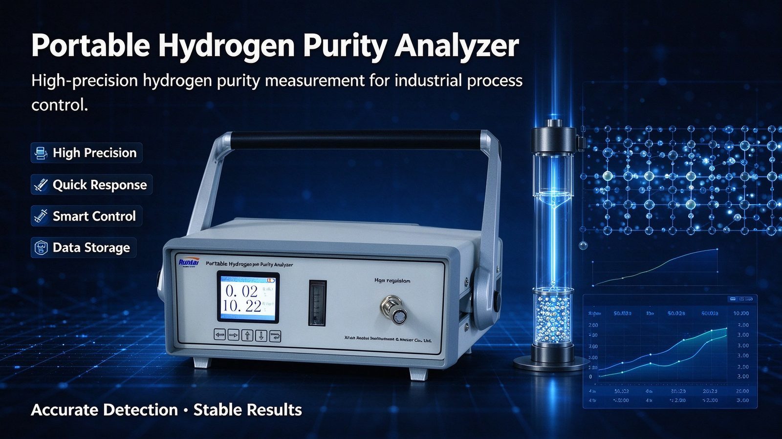 Metal Portable Gas Analyzer LCD Display Hydrogen H2 Gas Detector 0-100%VOL Hydrogen Leak Detection