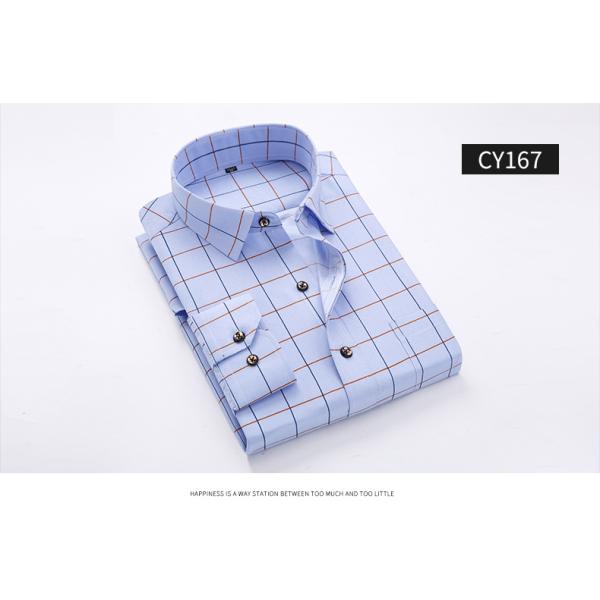 Men's Slim Plaid Printed Long-Sleeved Shirt 100% Polyester Fabric Type and Zipper Closure