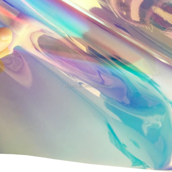 Transparent Rainbow Dichroic Iridescent PVC Film Plastic Sheet for Custom Size Raincoat and Decoration