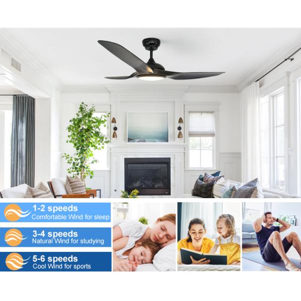 1stshine Fancy ABS Blades Ceiling Fan com Luz e Remote 6000K Temperatura de Cor