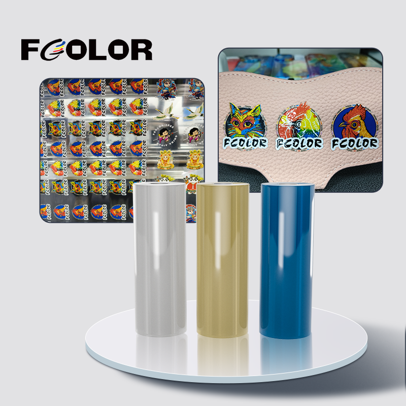 Fcolor 60cm UV DTF AB Film Transfer Film Sheet Roll UV DTF Sticker for Glass Leather Plastic Wood Steel UV DTF AB Film